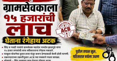 भोर तालुक्यात ग्रामसेवकाला १५ हजारांची लाच घेताना रंगेहाथ अटक
